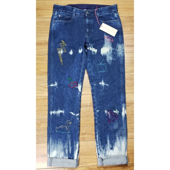 Stella McCartney Denim - Stella McCartney Jeans Embroidery Distressed Denim